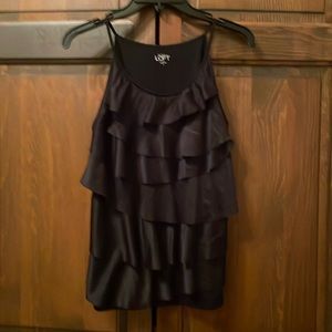 Ann Taylor Loft. Small.  Black Spaghetti Strap Ruffled Top